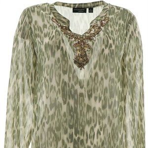 WOMENS SIZE 10 Sheer Chiffon Embellished Tunic TOP